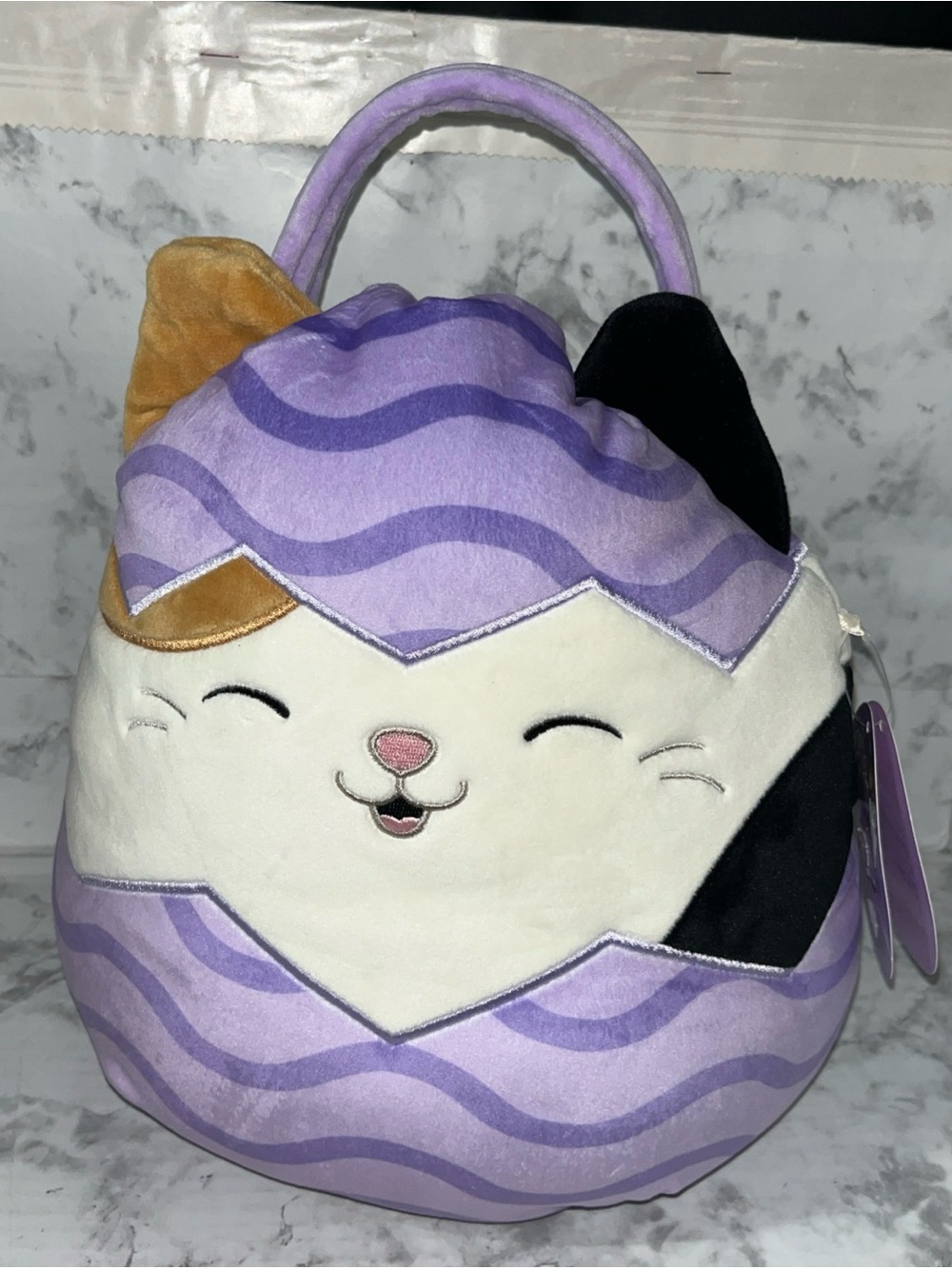 Squishmallow Cam The Calico Cat Egg Easter Basket Plush Treat Pail Purse 12” NWT